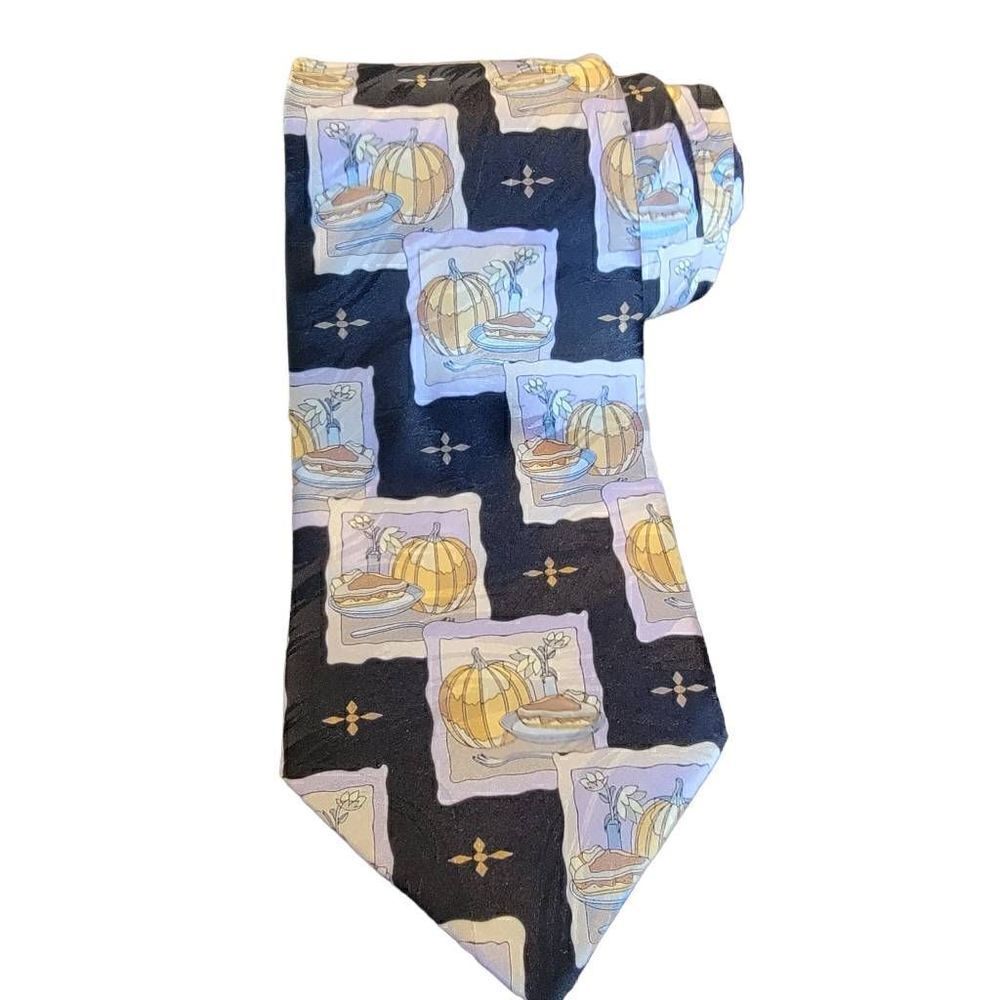Keith Daniel's Silk Thanksgiving Neck Tie Pumpkin Pie Fall Novelty